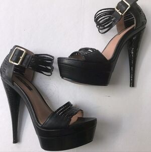 Rachel Zoe Black Strappy Platform Heels